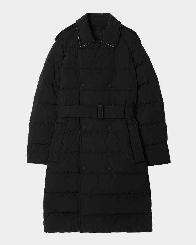 Belted Double-Breasted Down Trench Coat