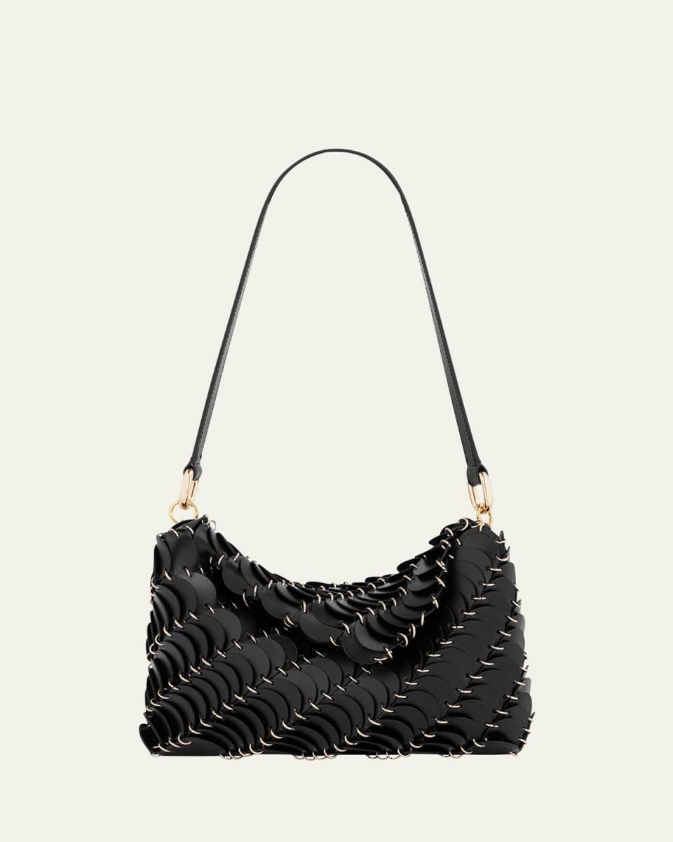 Disc-Link Leather Shoulder Bag
