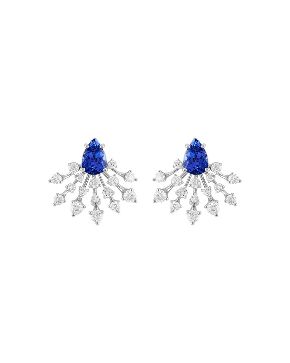 Luminus 18k White Gold Tanzanite and Diamond Ray Earrings
