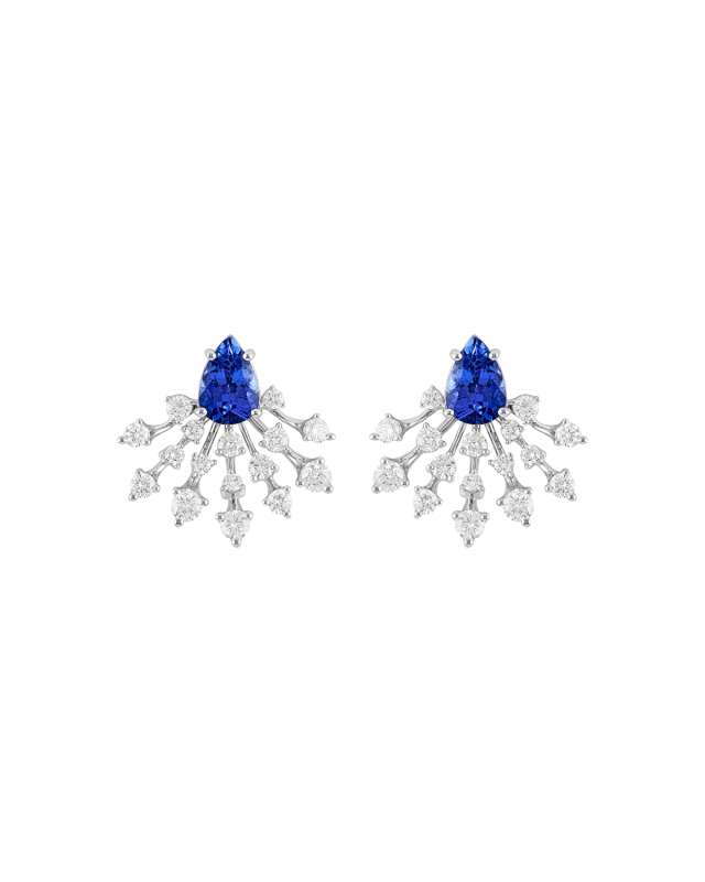 Luminus 18k White Gold Tanzanite and Diamond Ray Earrings