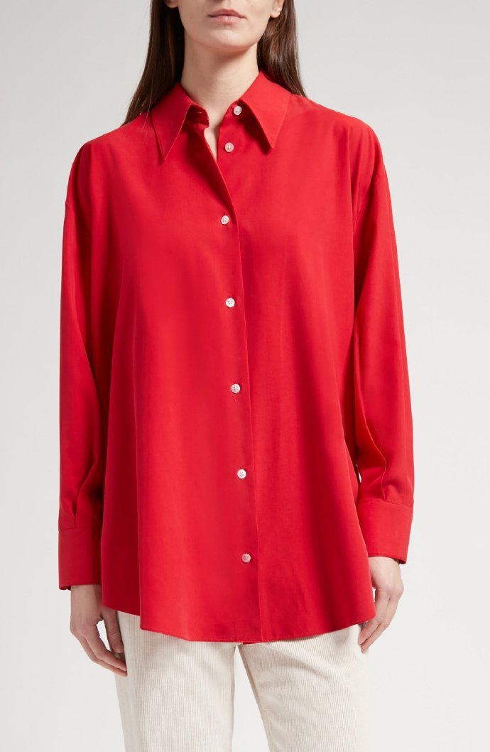 The Row Andra Silk Button-Up Shirt