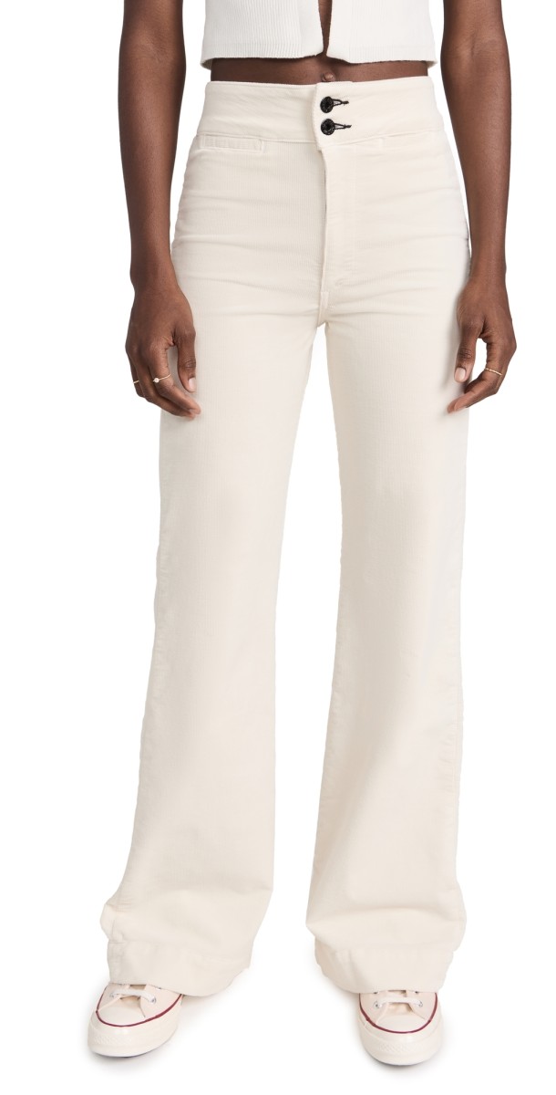 ASKK NY Brighton Corduroy Wide Leg Pants Winter White
