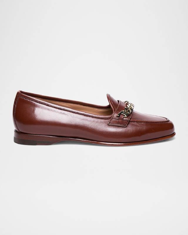 Andrea Leather Chain Loafers