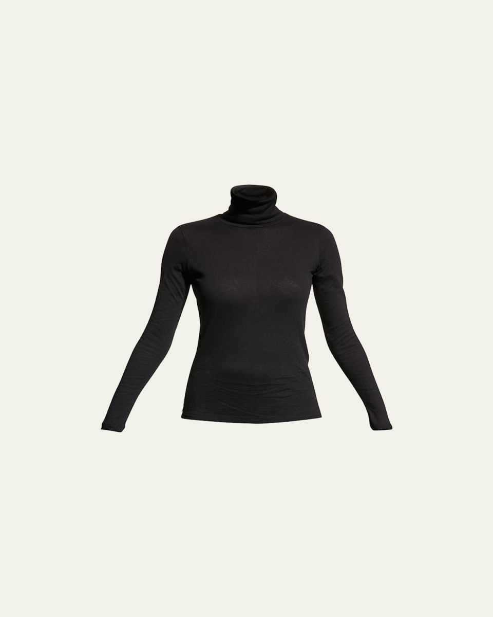 Cotton-Cashmere Long Sleeve Turtleneck Top