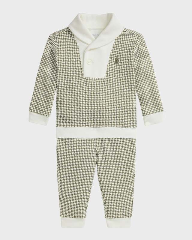 Boy's Houndstooth-Print Two-Piece Set, Size 3M-24
