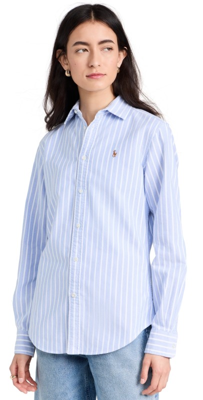 Polo Ralph Lauren Cotton Oxford Long Sleeve Button Down Harbor Island Blue/White