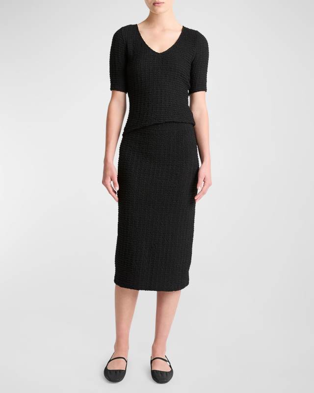 Smocked Midi Skirt