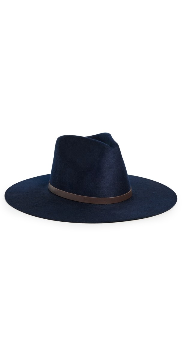 Janessa Leone Harley Felt Fedora Deep Navy