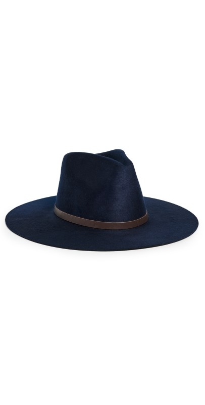 Janessa Leone Harley Felt Fedora Deep Navy
