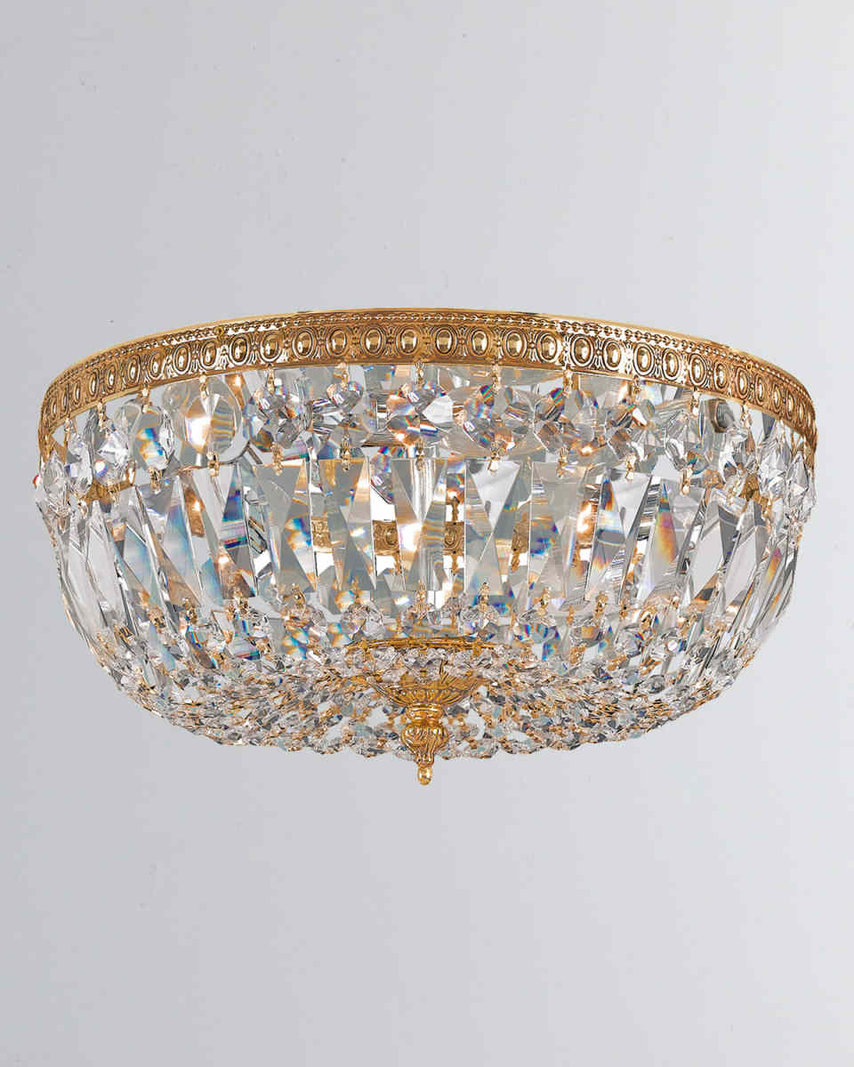 3-Light Clear Hand Cut Ceiling Mount