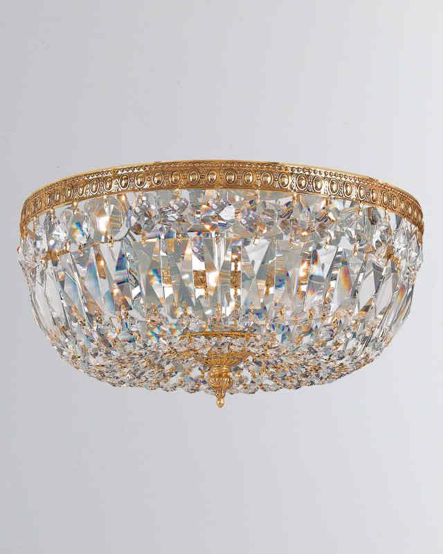 3-Light Clear Hand Cut Ceiling Mount