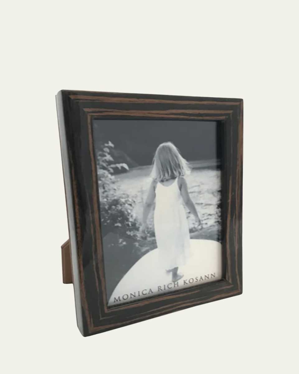 5x7 Photographers Molding Macassar Wood Frame with Tan Pebbled Leather Backing
