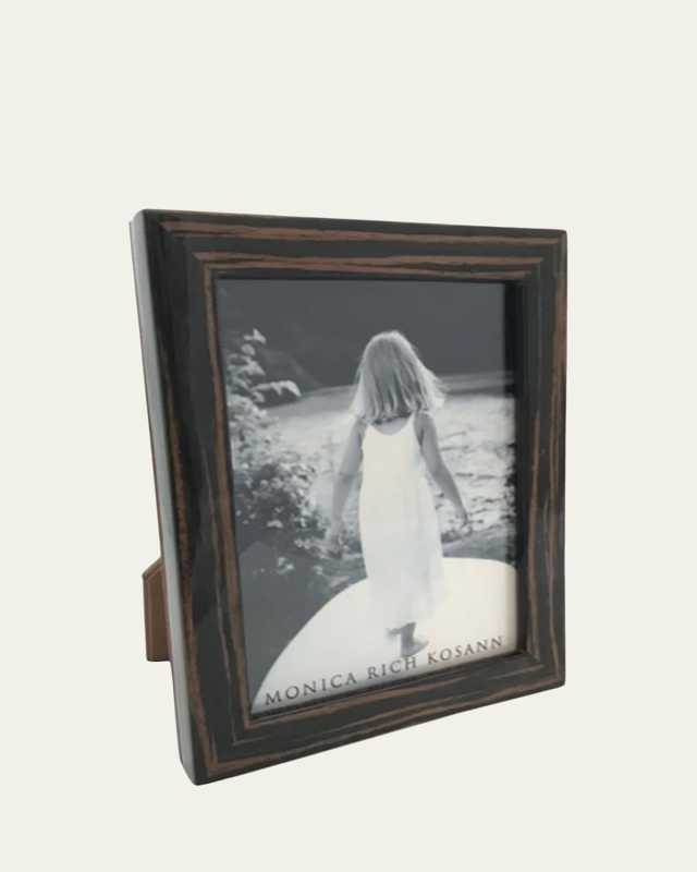5x7 Photographers Molding Macassar Wood Frame with Tan Pebbled Leather Backing