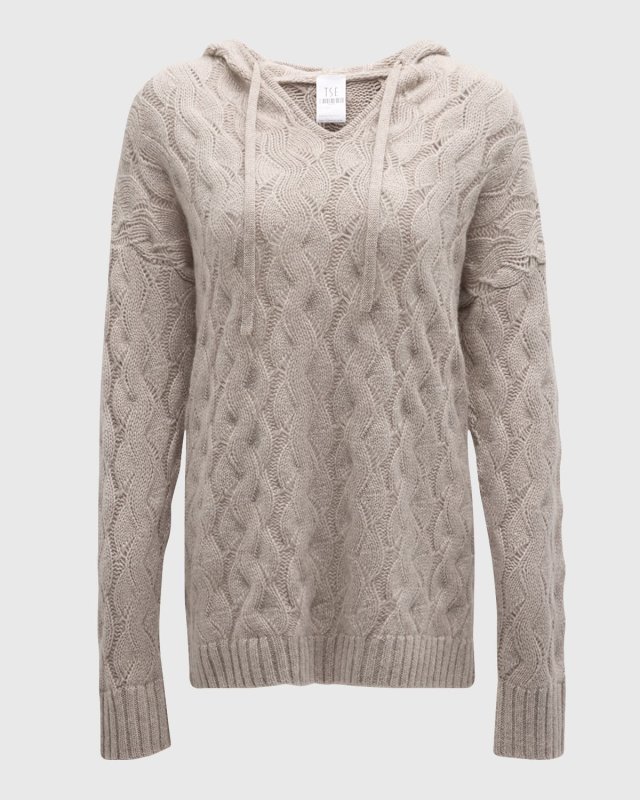 Cashmere Cable-Knit Hoodi