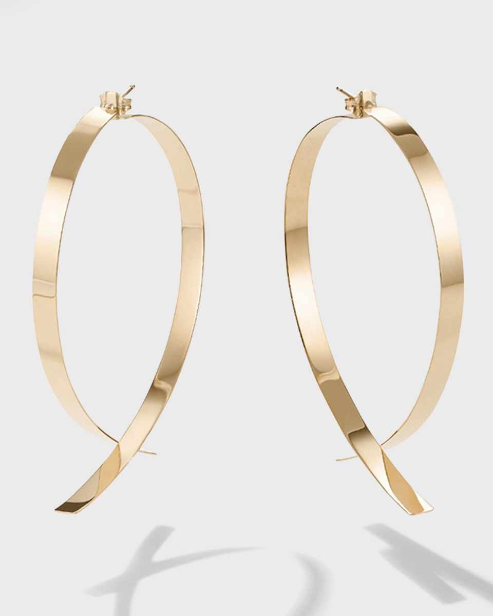 75mm Large Flat Wide Front/Back Upside Down Hoop Earrings