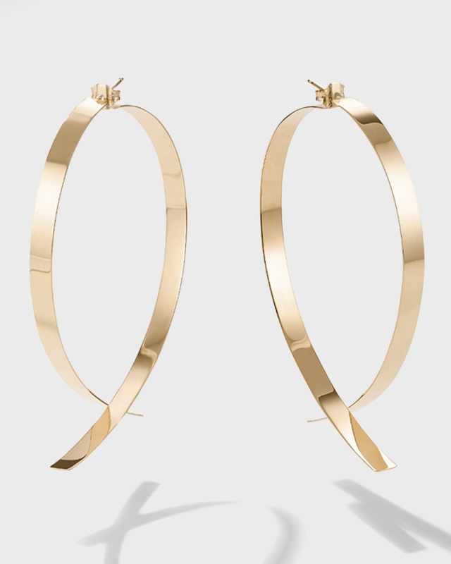 75mm Large Flat Wide Front/Back Upside Down Hoop Earrings
