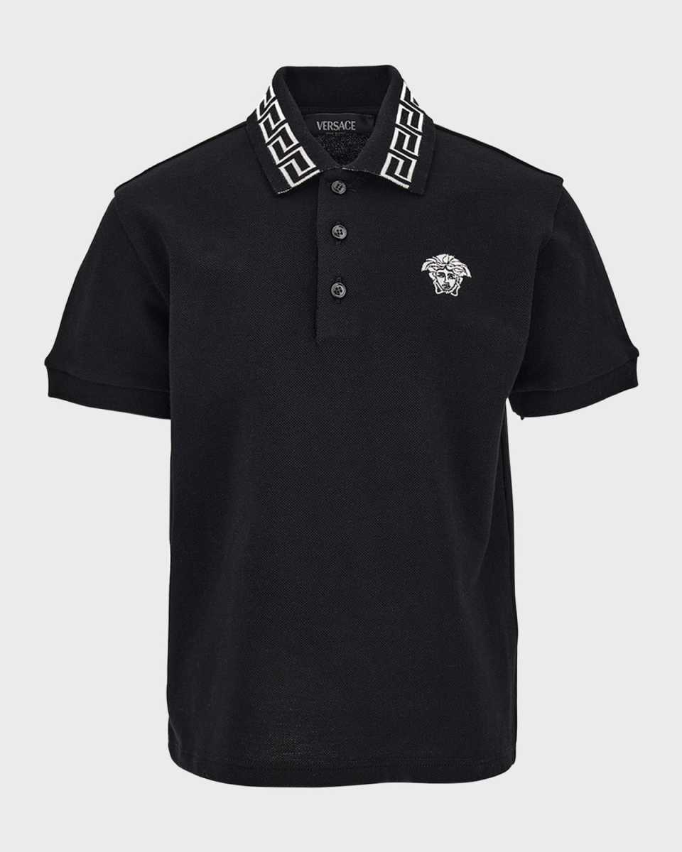 Boy's Greca Trim Polo Shirt, Size 8-14