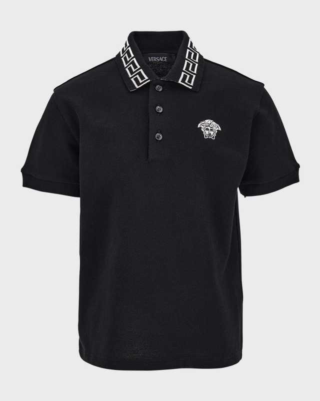Boy's Greca Trim Polo Shirt, Size 8-14