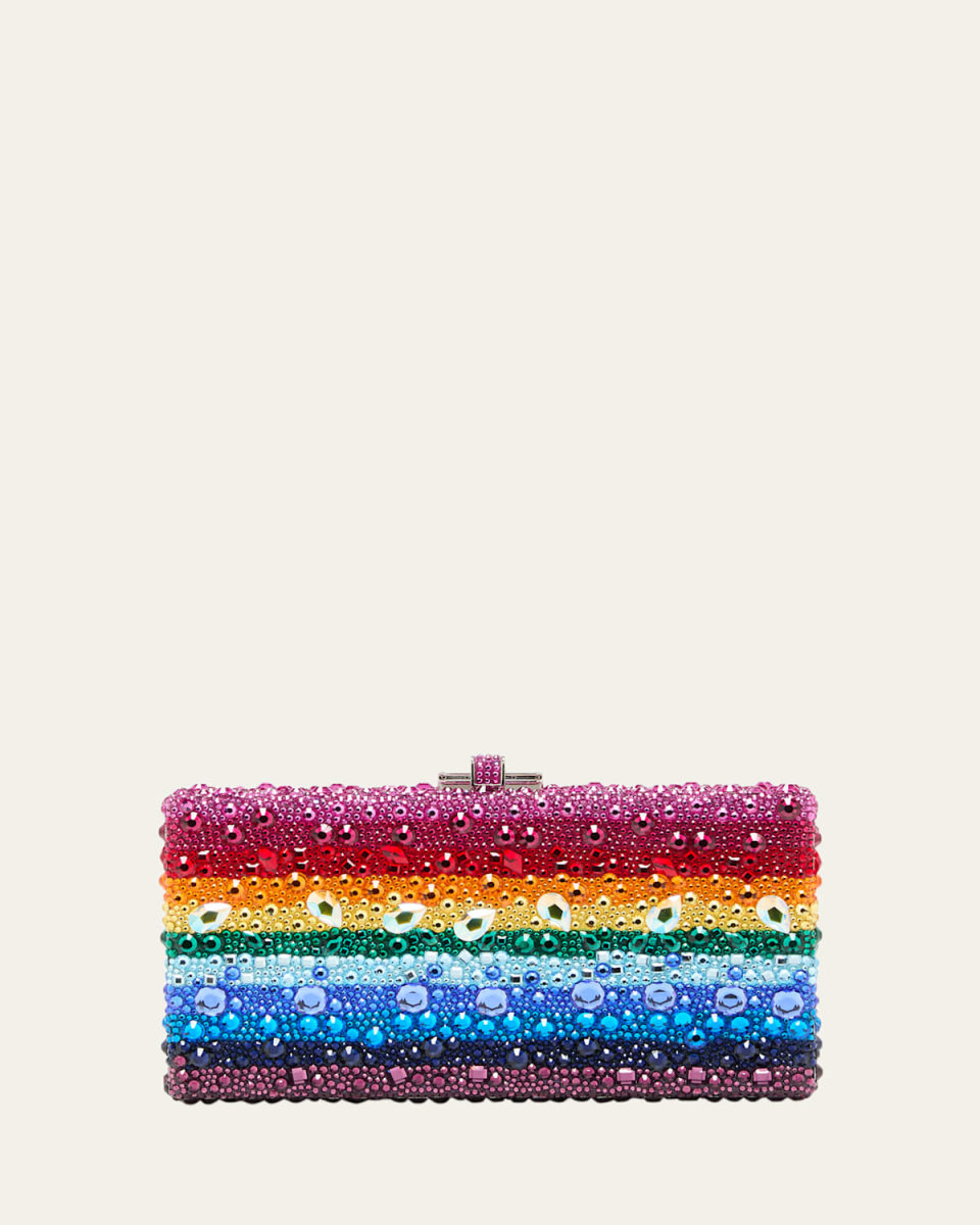 Rectangle Rainbow Crystal Clutch Bag