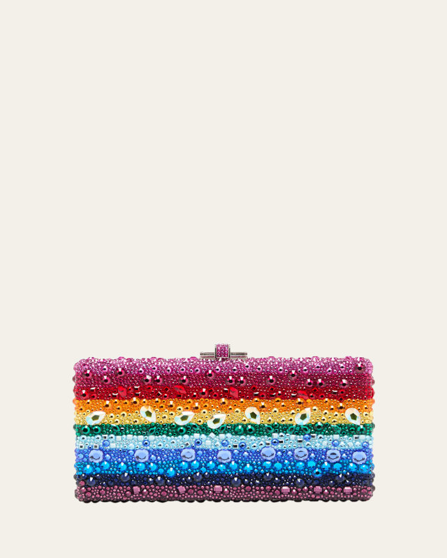 Rectangle Rainbow Crystal Clutch Bag