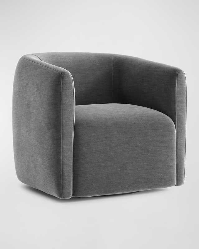 Aline Icy Slate Blue Swivel Chair