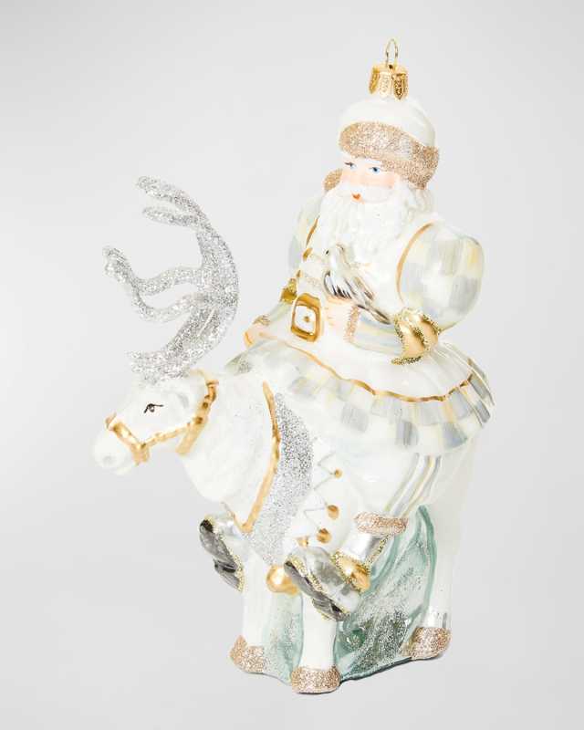 Crystal Palace Santa on Reindeer Glass Ornament