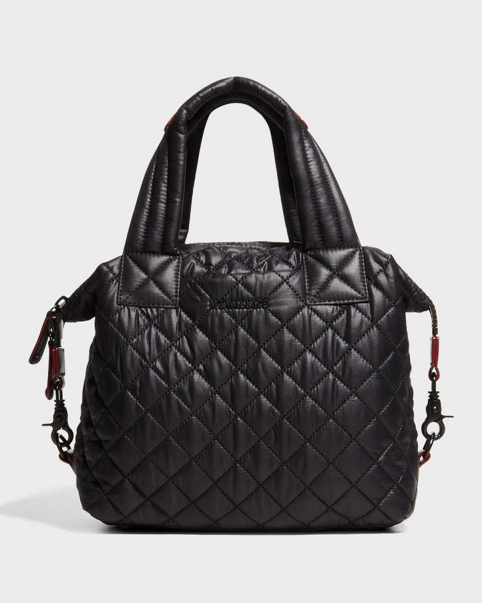 Sutton Deluxe Small Quilted Nylon Tote Bag, Black