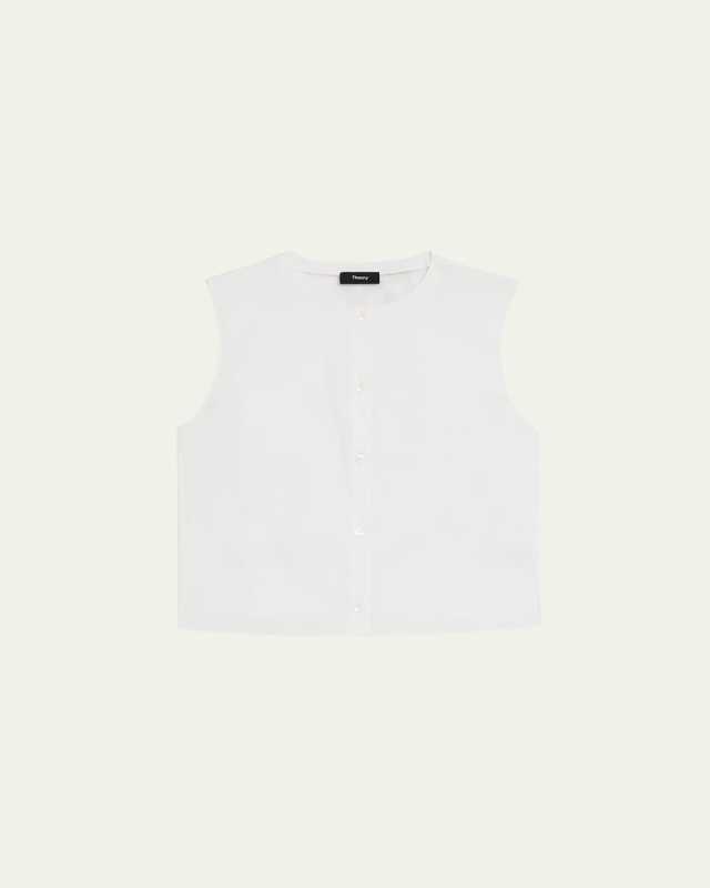 Cropped Button-Front Shell Top