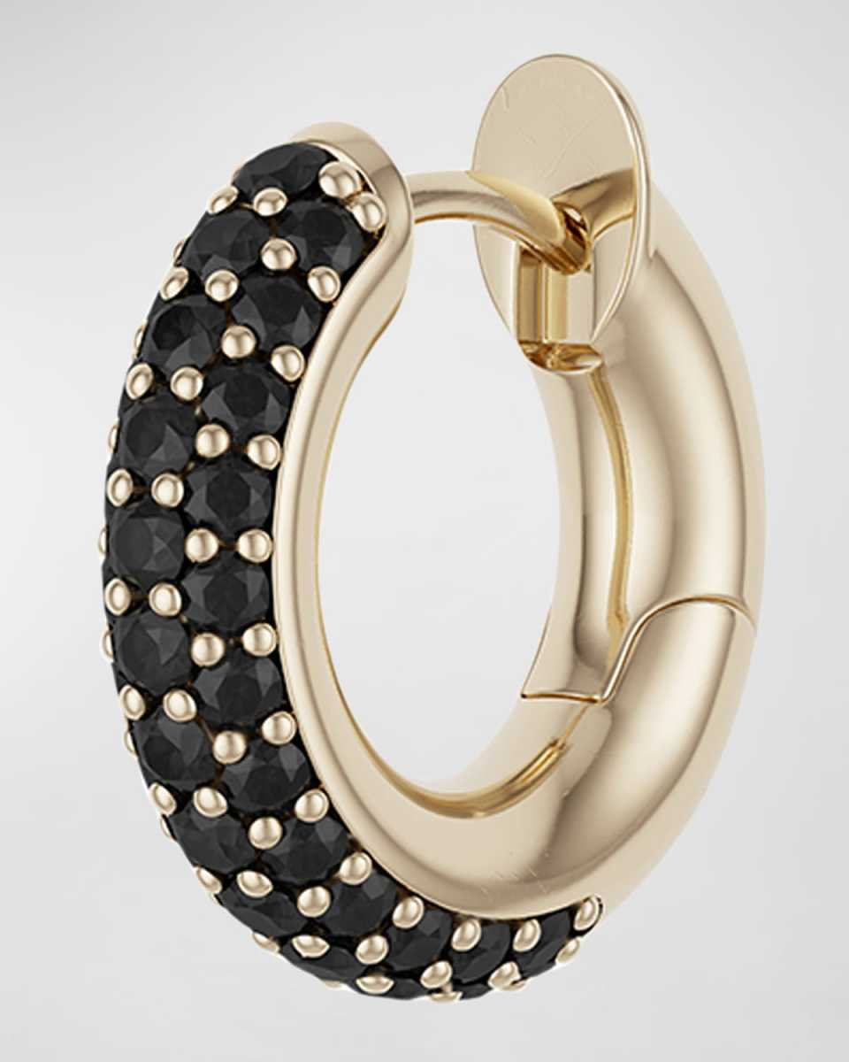 Men's 3-Row Pave Noir Macro Hoop Earring in 18K Yellow Gold and Black Diamonds, Single