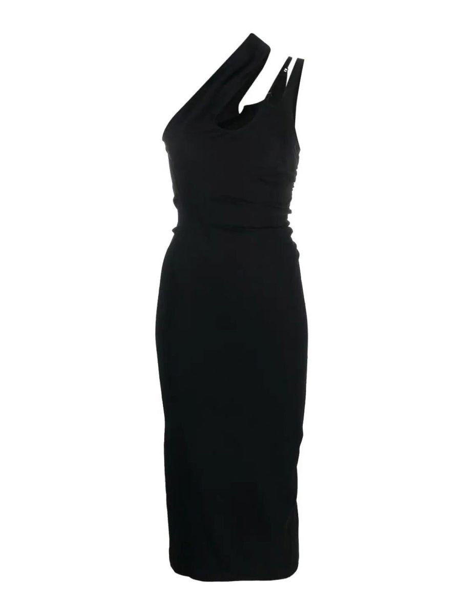 Mugler Robe Au Genou - Noir