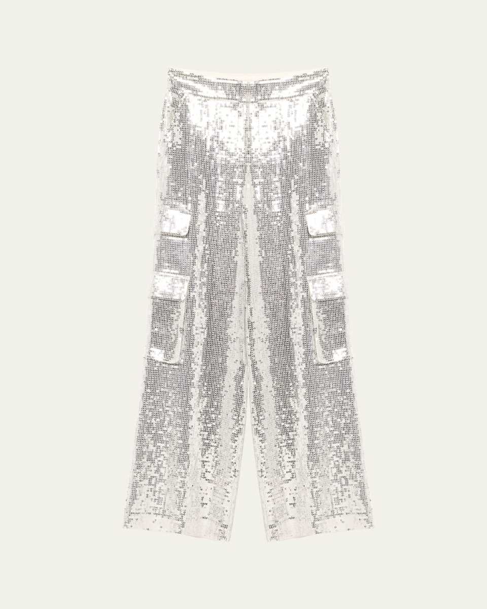 Hayes Sequined Wide-Leg Cargo Pants