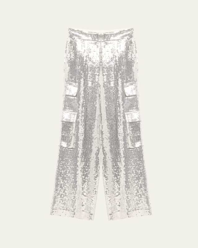Hayes Sequined Wide-Leg Cargo Pants