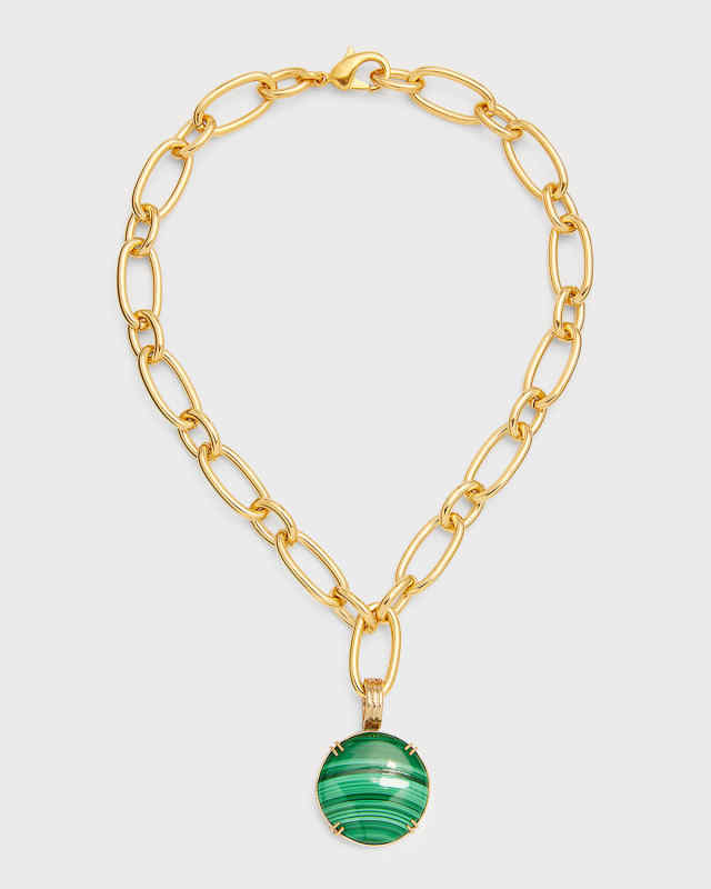 Malachite Pendant on Large Icon Chain