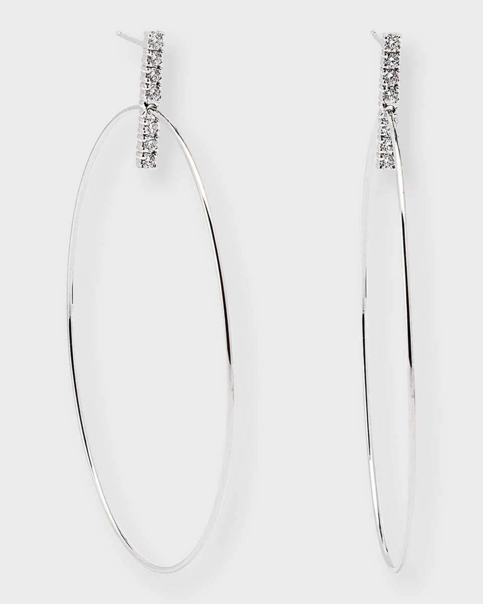 Flawless Diamond Bar Stud Hoop Earrings, 60mm