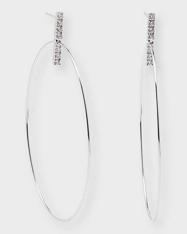 Flawless Diamond Bar Stud Hoop Earrings, 60mm