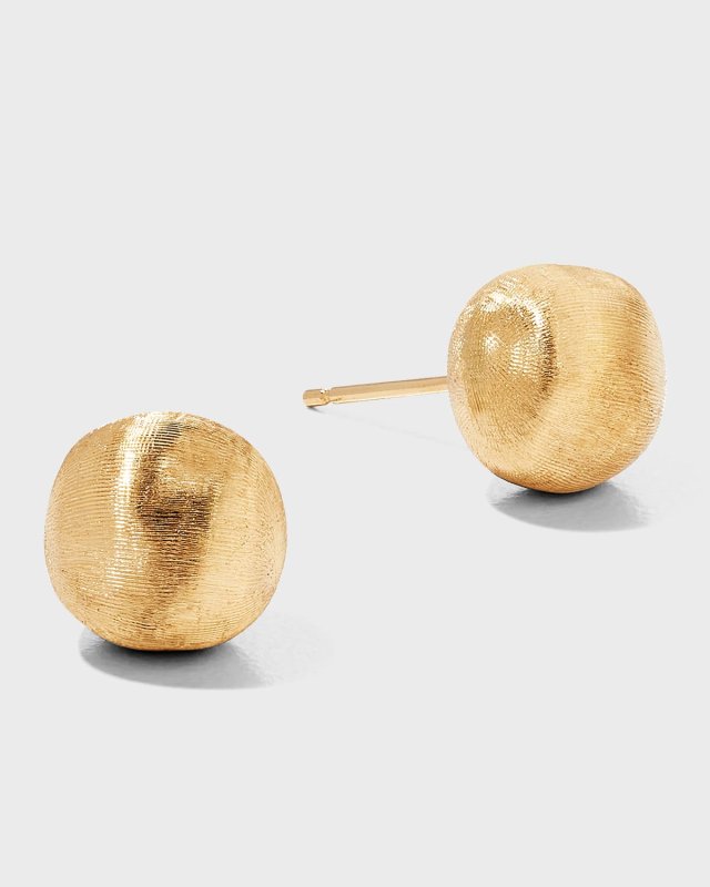 Africa 18K Yellow Gold Round Stud Earrings