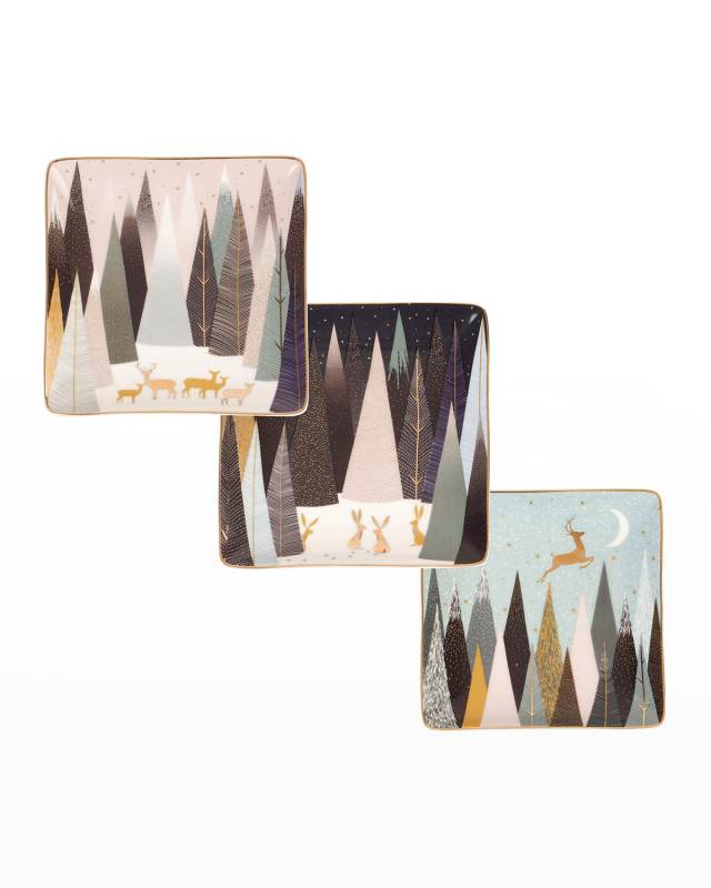 Frosted Pines Trinket Trays, Set of 3
