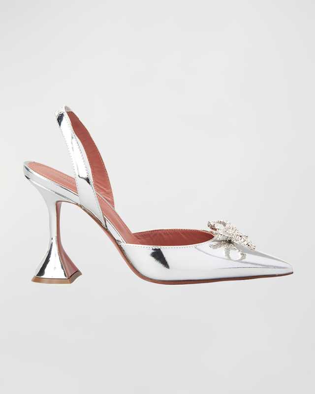 Rosie Metallic Crystal Bow Slingback Pumps