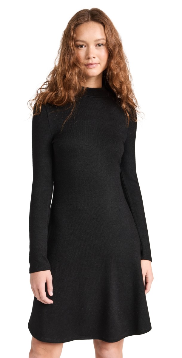 Vince Long Sleeve Short Dress Black