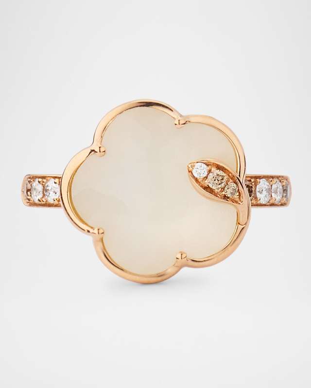 Ton Joli 18K Rose Gold Diamond Ring with Moonstone and Mother-of-Pearl