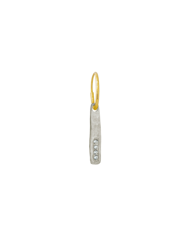 Narrow Stele Single Earring with Stones