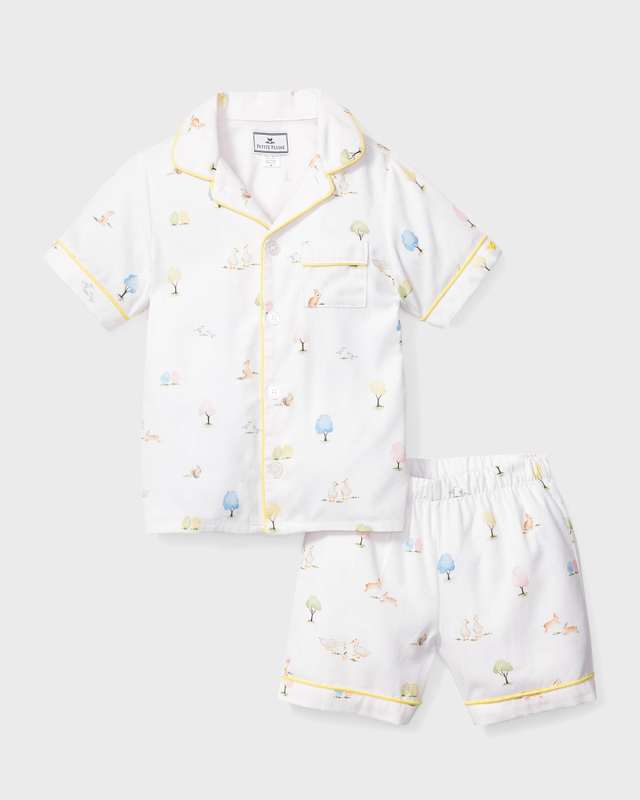 Kid's Easter Gardens Pajama Shorts Set, Size 6M-14
