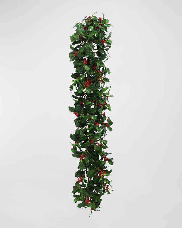 60" Christmas Holly Branch Garland