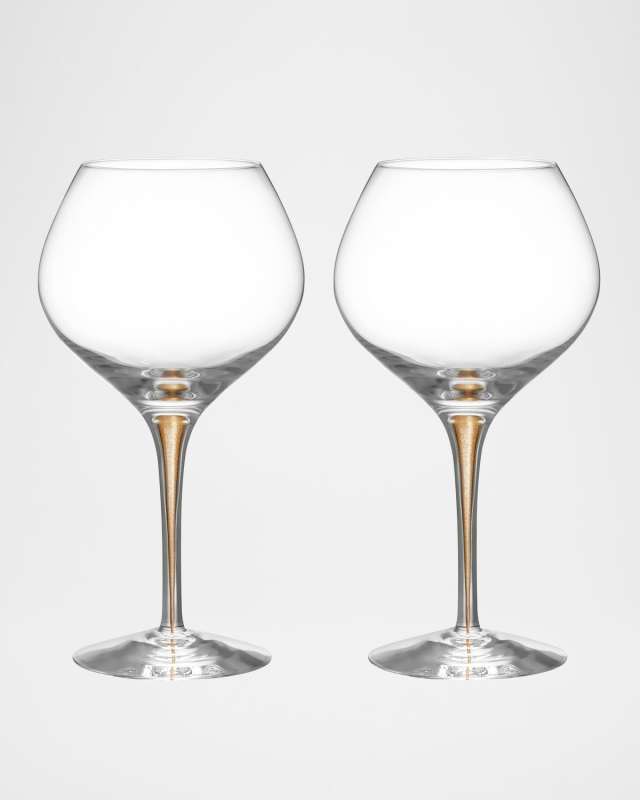 Intermezzo Gold Bouquet Wine Glasses, Set of 2