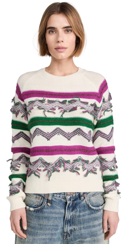 Scotch & Soda Fringe Jaquard Pullover Purple Multi