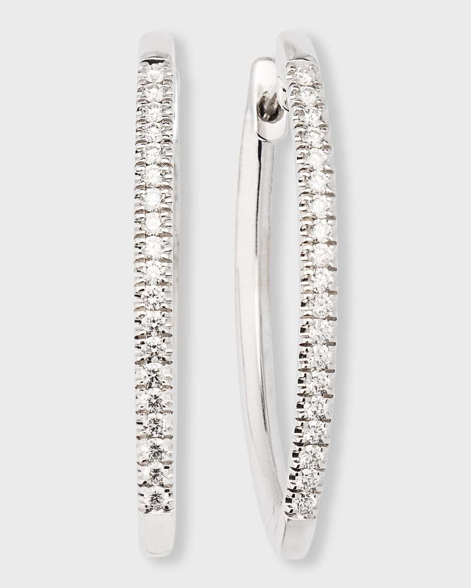 Sparkle 18K White Gold V-Shape Diamond Hoop Earrings