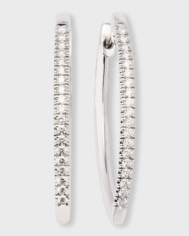 Sparkle 18K White Gold V-Shape Diamond Hoop Earrings