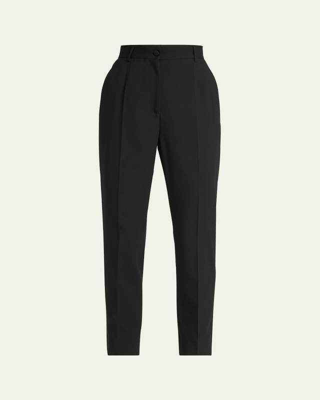 Cropped Straight-Leg Wool Pants