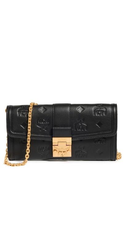 MCM Tracy Embossed Monogram Leather Large WOC Black