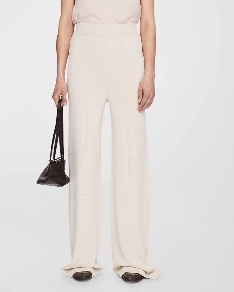 High-Rise Grid Knit Pants